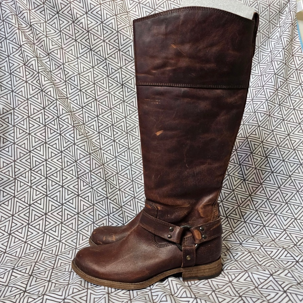 NWOT Frye Harness Tall Boots Brown Leather Zip Up Riding Equestrian Classic 6 - Picture 7 of 16